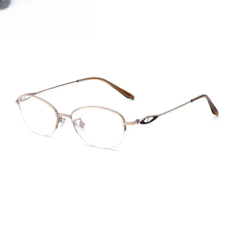 Women's Oval Semi-Rimless Titanium Prescription Glasses 951856 — view 4 | Rx Spectacle