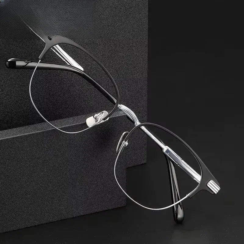 Unisex Browline Full Rim Titanium Prescription Glasses 369193 — view 1 | Rx Spectacle