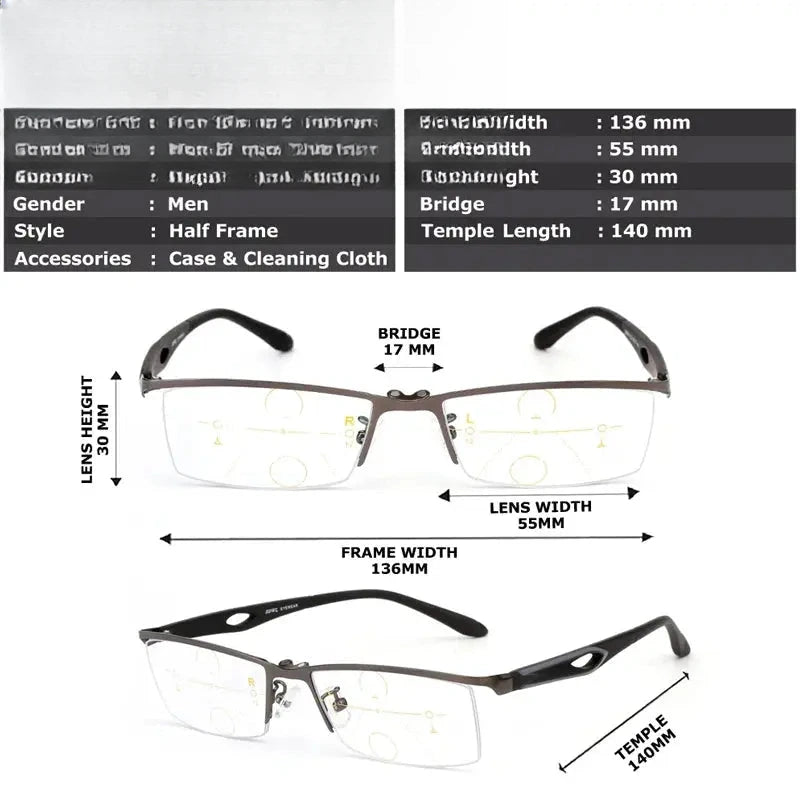 Women's Square Semi-Rimless Alloy Clip-On Prescription Glasses 889320 — view 2 | Rx Spectacle