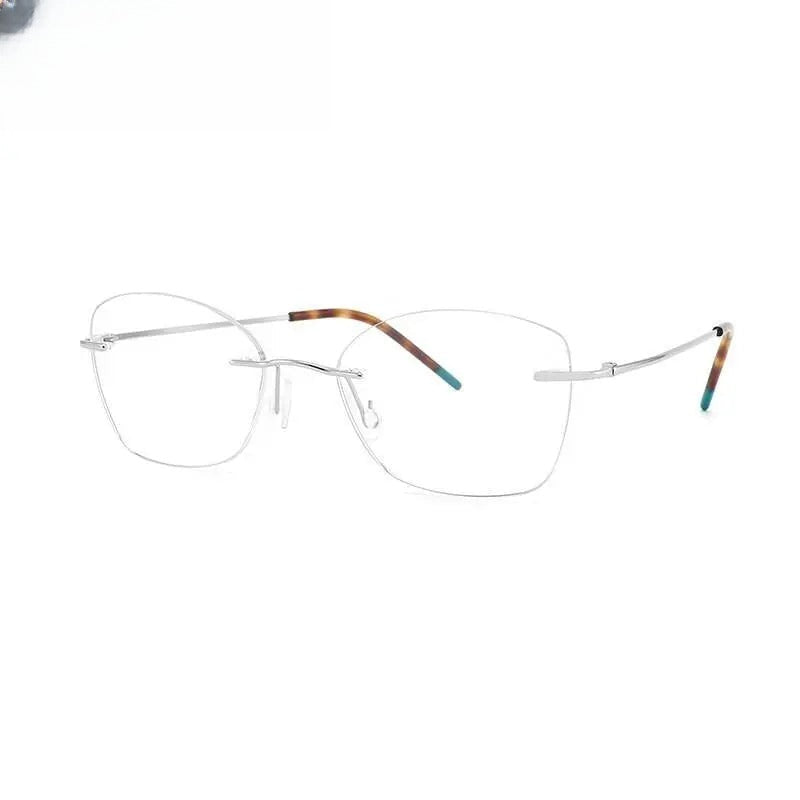 Unisex Square Rimless Titanium Prescription Glasses 9017 — view 2 | Rx Spectacle
