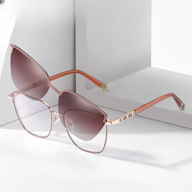 Women's Cat Eye Full Rim TR90 Clip-On Prescription Glasses 85009 — view 1 | Rx Spectacle
