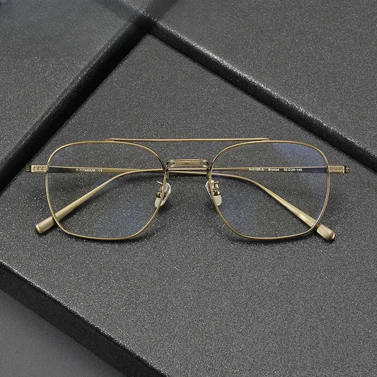 Men's Square Full Rim Titanium Double Bridge Prescription Glasses 777115 — view 1 | Rx Spectacle