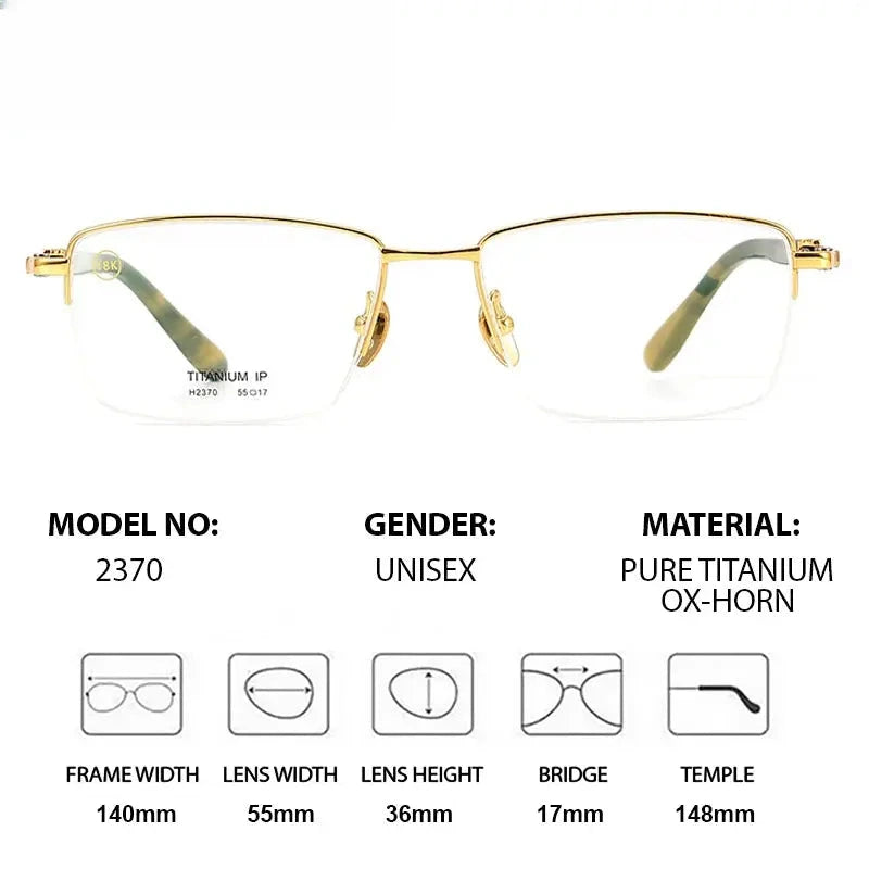 Unisex Square Semi-Rimless Titanium Prescription Glasses 932370 — view 2 | Rx Spectacle