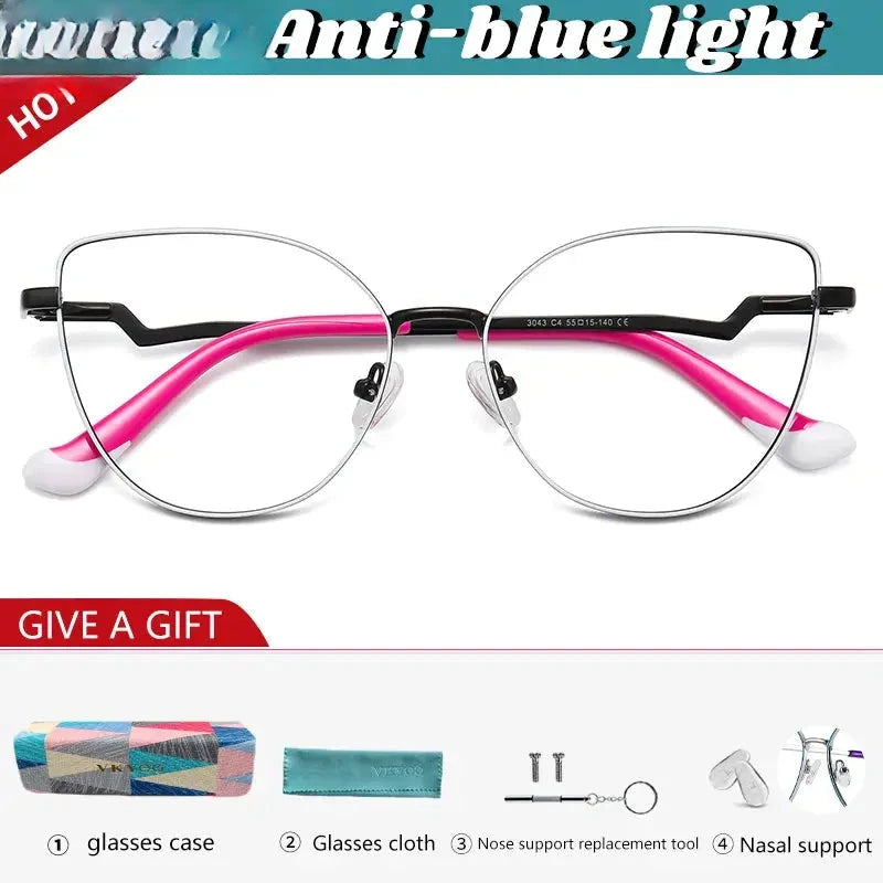 Women's Cat Eye Full Rim Stainless Steel Reading Glasses 3043 — view 10 | Rx Spectacle