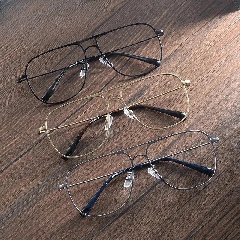 Unisex Square Full Rim Titanium Double Bridge Prescription Glasses Gxyj1241 — view 5 | Rx Spectacle