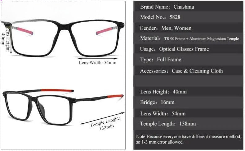 Men's Square Full Rim TR90 Sports Glasses — view 12 | Rx Spectacle