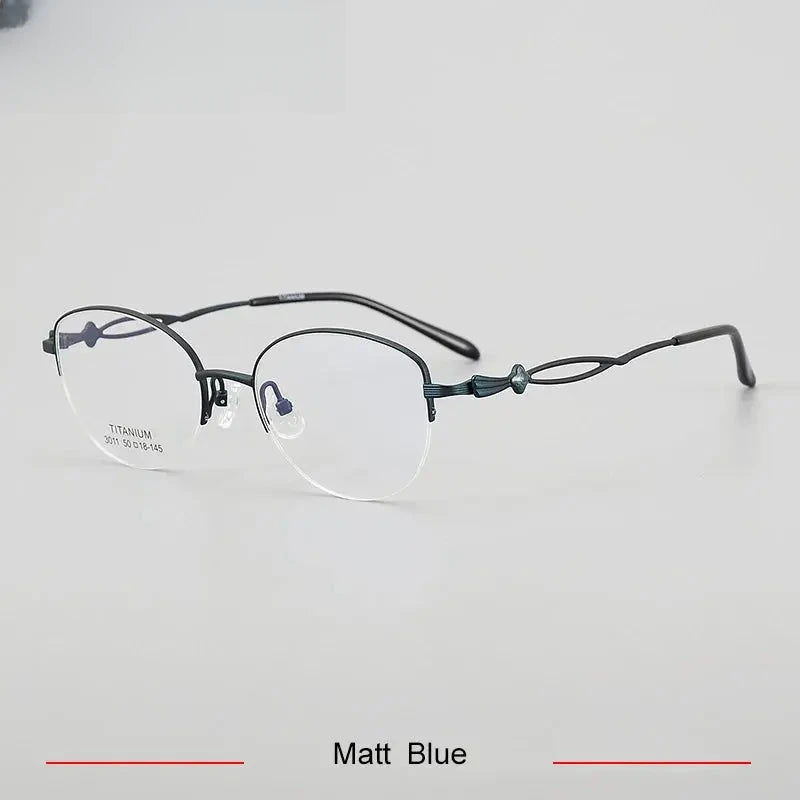 Women's Oval Semi-Rimless Titanium Prescription Glasses 63011 — view 5 | Rx Spectacle