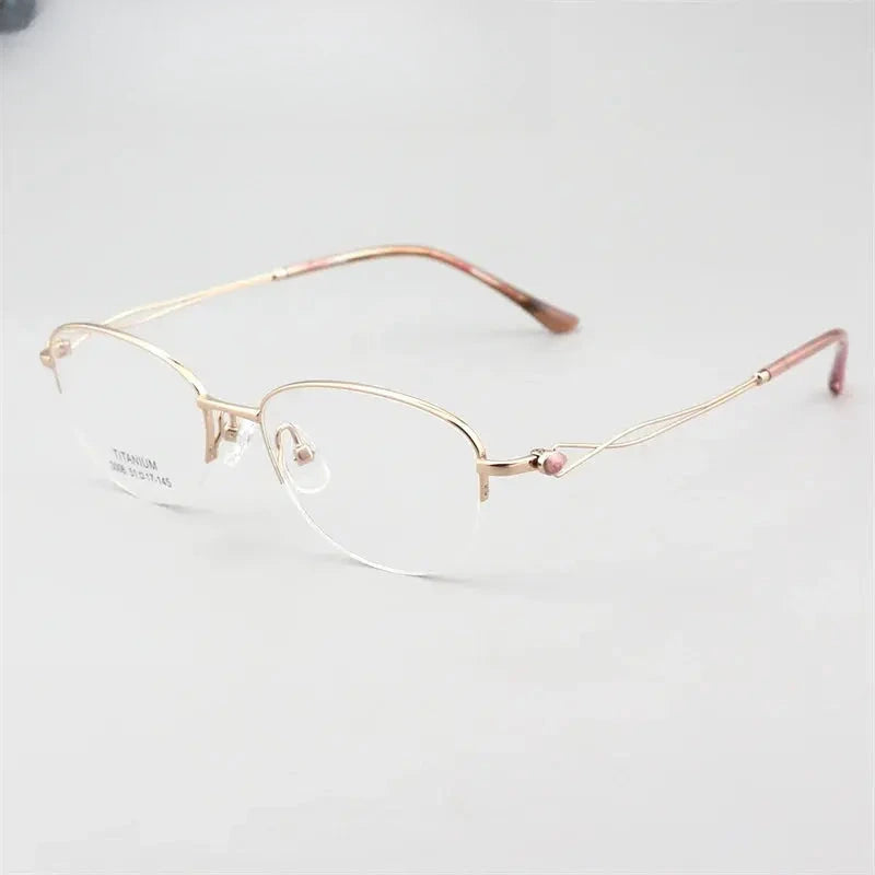 Women's Oval Semi-Rimless Titanium Prescription Glasses 613008 — view 4 | Rx Spectacle