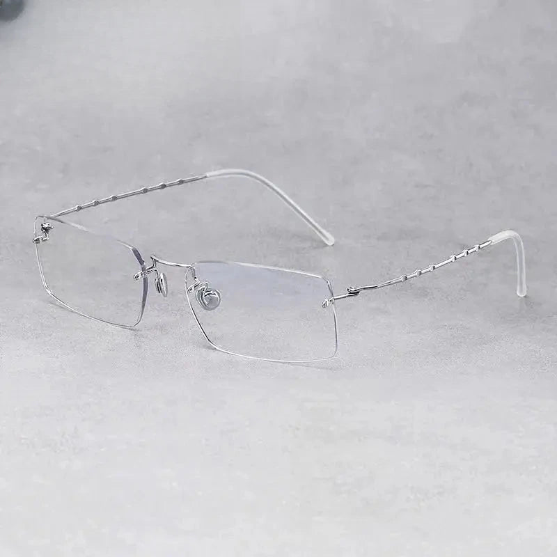 Women's Rectangular Rimless Titanium Prescription Glasses 61422 — view 1 | Rx Spectacle