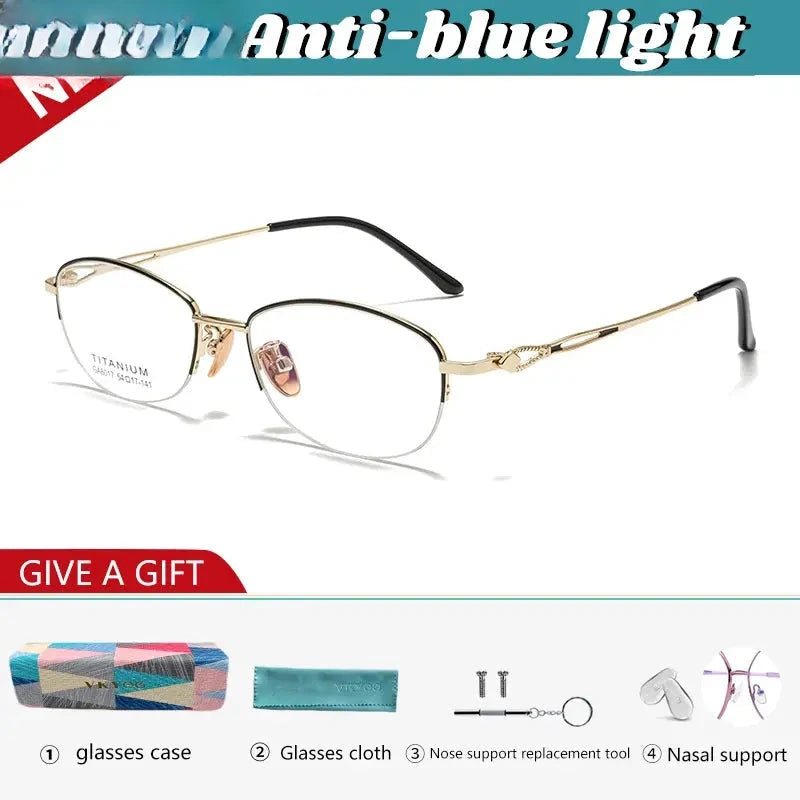 Women's Square Semi-Rimless Alloy Reading Glasses 26017 — view 3 | Rx Spectacle