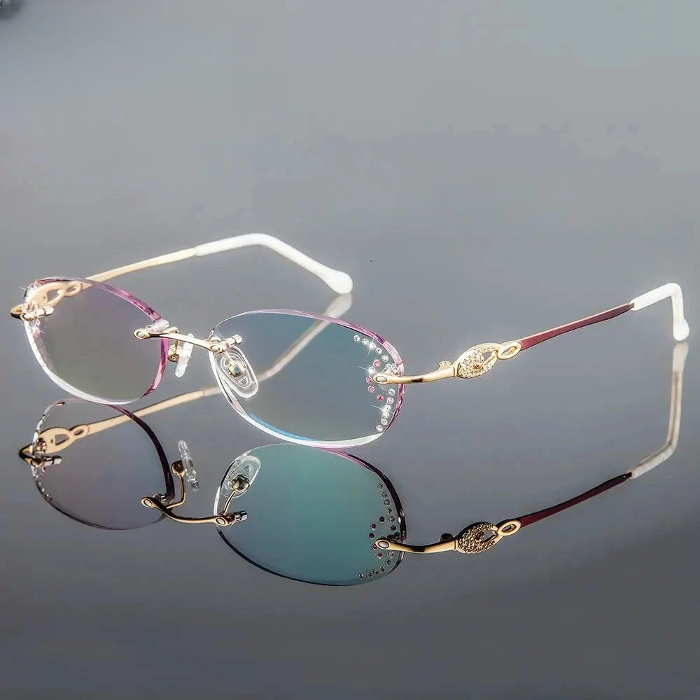 Women's Oval Rimless Titanium Prescription Glasses 30894 — view 1 | Rx Spectacle