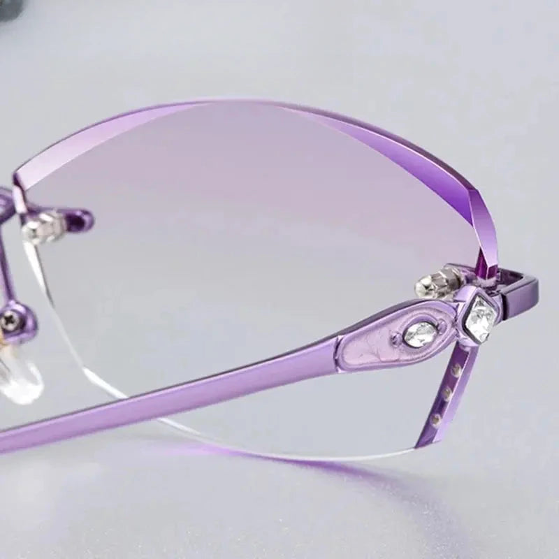 Women's Butterfly Rimless Titanium Prescription Glasses 698037 — view 3 | Rx Spectacle