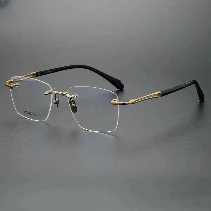 Unisex Square Rimless Titanium Prescription Glasses 880958 — view 6 | Rx Spectacle