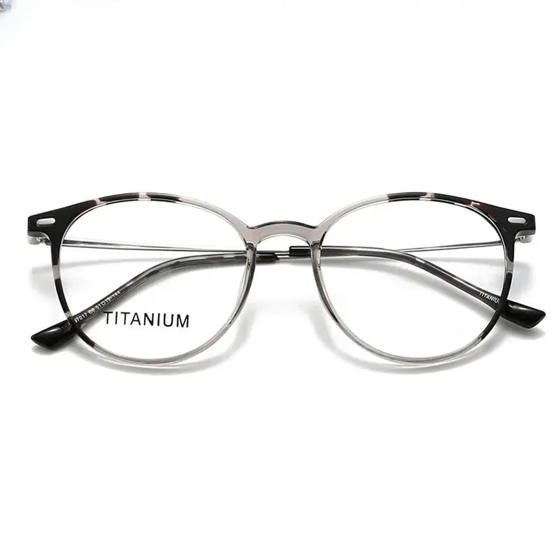 Women's Round Full Rim Titanium Prescription Glasses 57017 — view 6 | Rx Spectacle