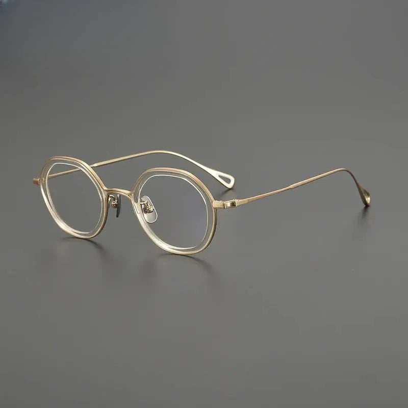 Women's Round Full Rim Titanium Flat Top Prescription Glasses G1584 — view 6 | Rx Spectacle