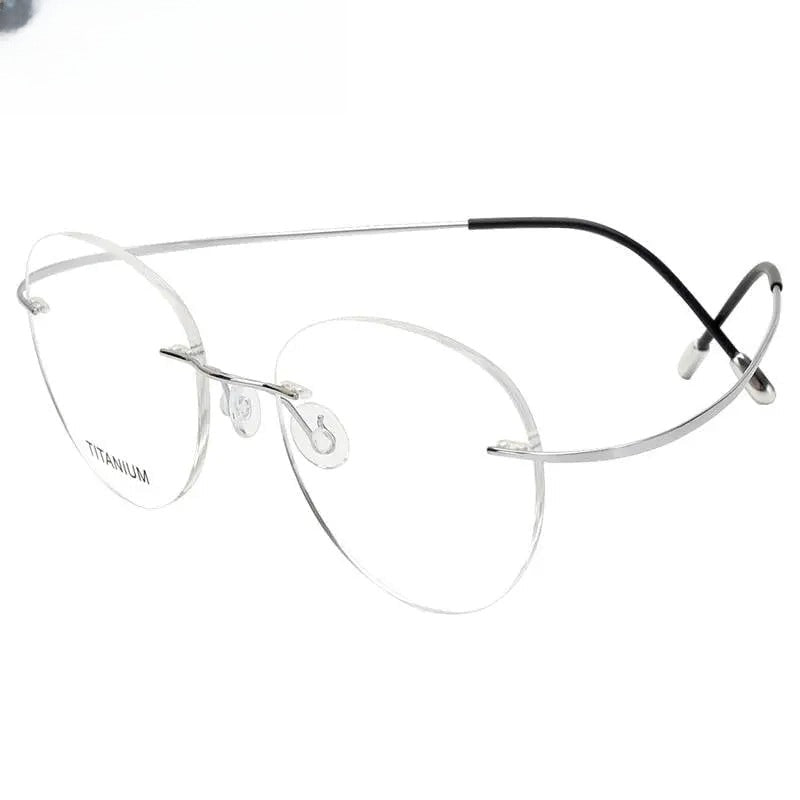 Unisex Round Rimless Titanium Prescription Glasses Kr16017 — view 10 | Rx Spectacle