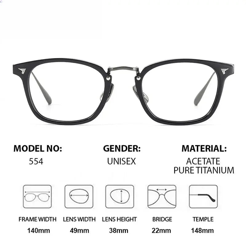 Unisex Square Full Rim Titanium Prescription Glasses 41554 — view 2 | Rx Spectacle