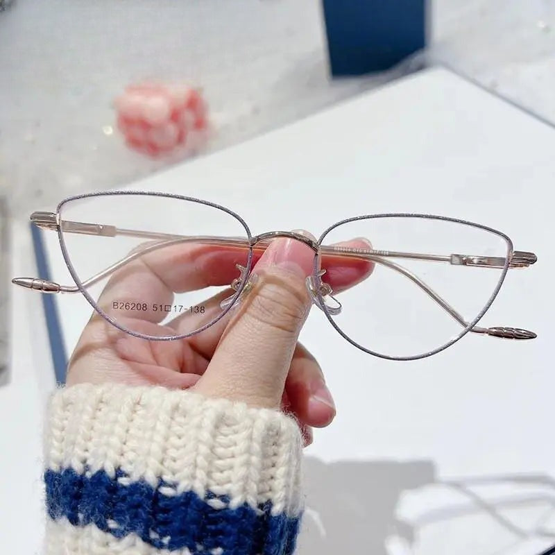 Women's Cat Eye Full Rim Stainless Steel Prescription Glasses 26208 — view 13 | Rx Spectacle