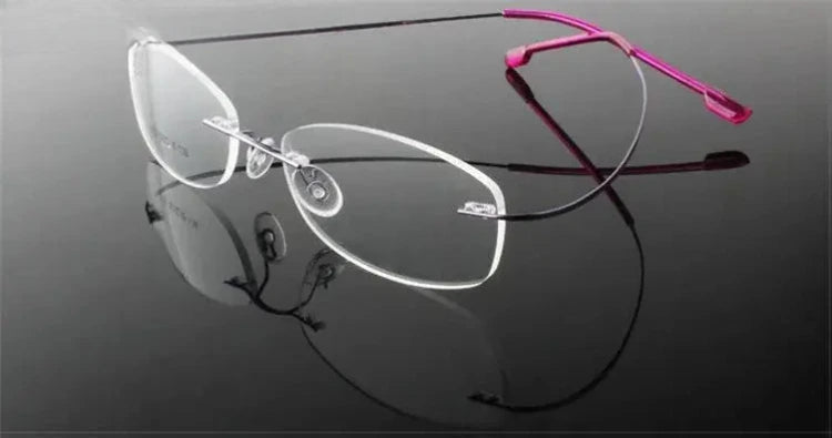 Women's Square Rimless Titanium Prescription Glasses 60749 — view 9 | Rx Spectacle