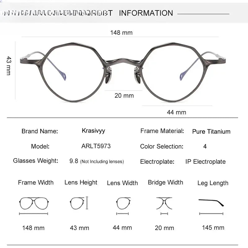 Men's Irregular Full Rim Titanium Prescription Glasses 35973 — view 2 | Rx Spectacle