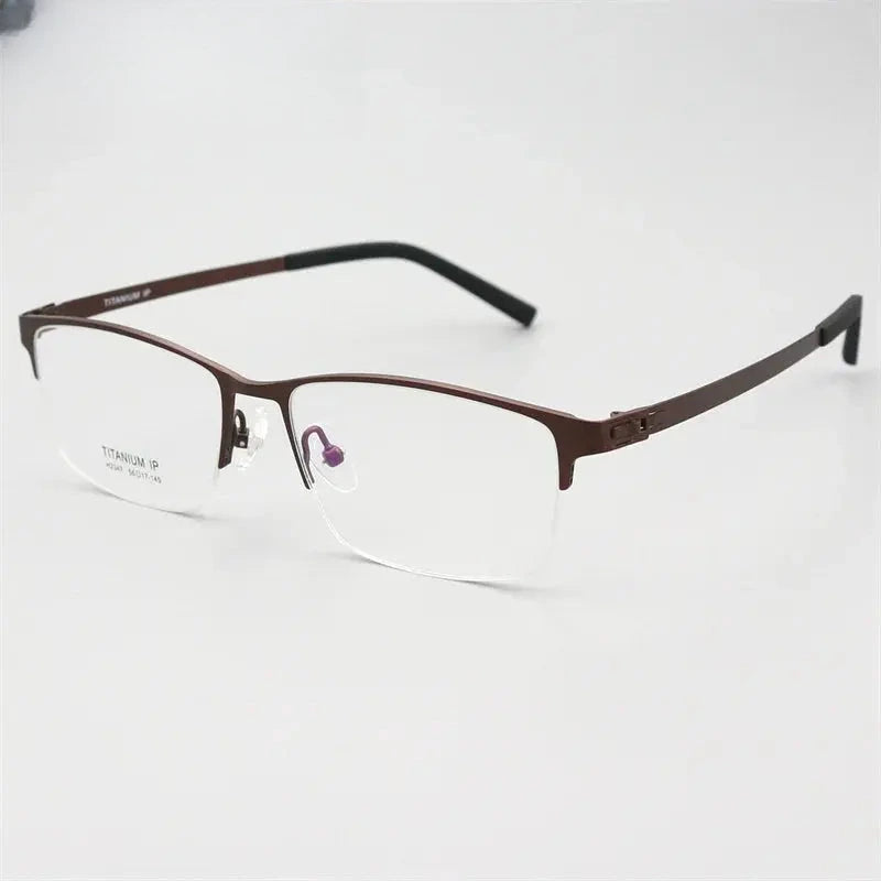 Men's Square Semi-Rimless Titanium Screwless Prescription Glasses 882347 — view 3 | Rx Spectacle