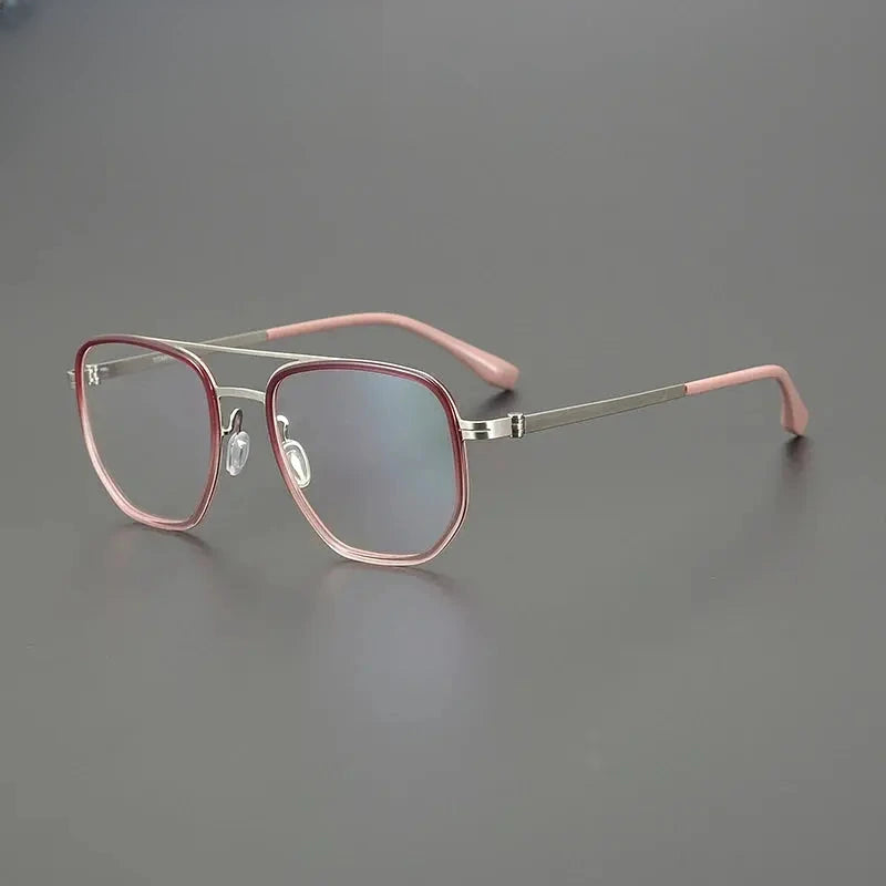 Unisex Square Full Rim Titanium Double Bridge Prescription Glasses 31567 — view 4 | Rx Spectacle