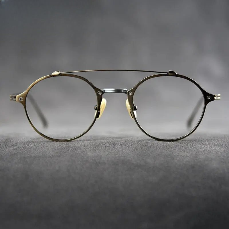 Unisex Round Full Rim Titanium Double Bridge Prescription Glasses Gxyj340 — view 6 | Rx Spectacle