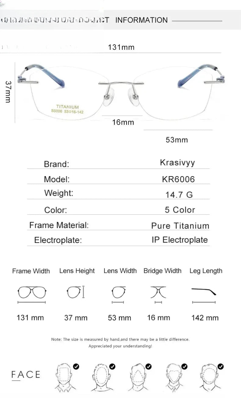 Women's Oval Rimless Titanium Prescription Glasses 36006 — view 2 | Rx Spectacle