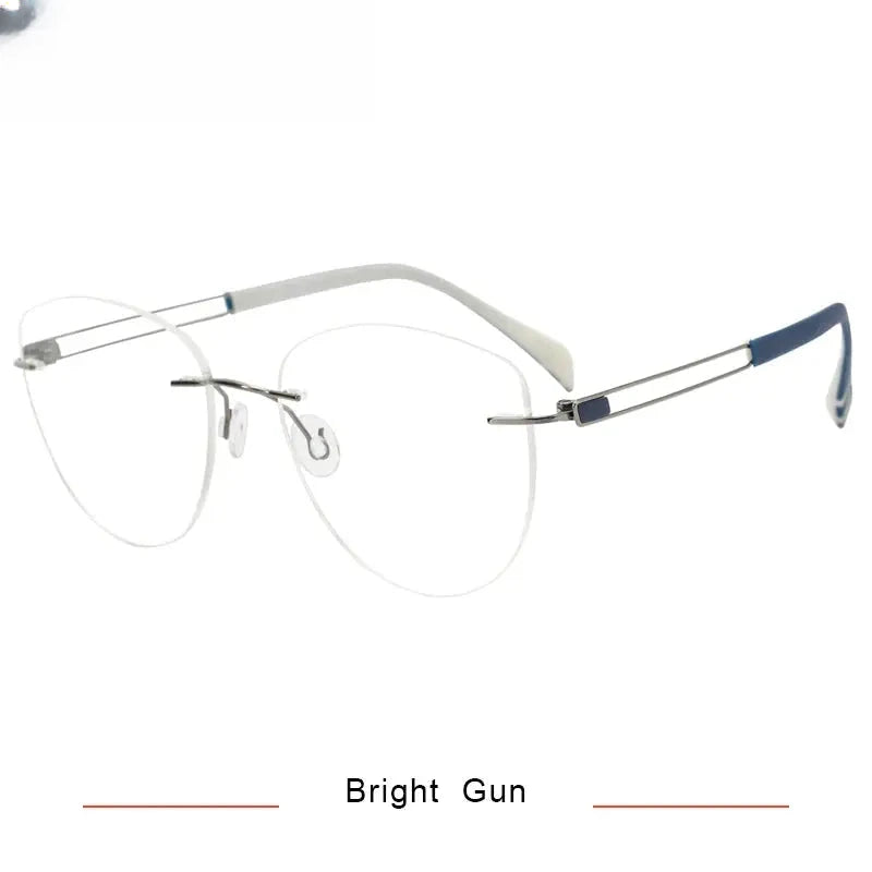 Women's Cat Eye Rimless Titanium Prescription Glasses 716078 — view 6 | Rx Spectacle