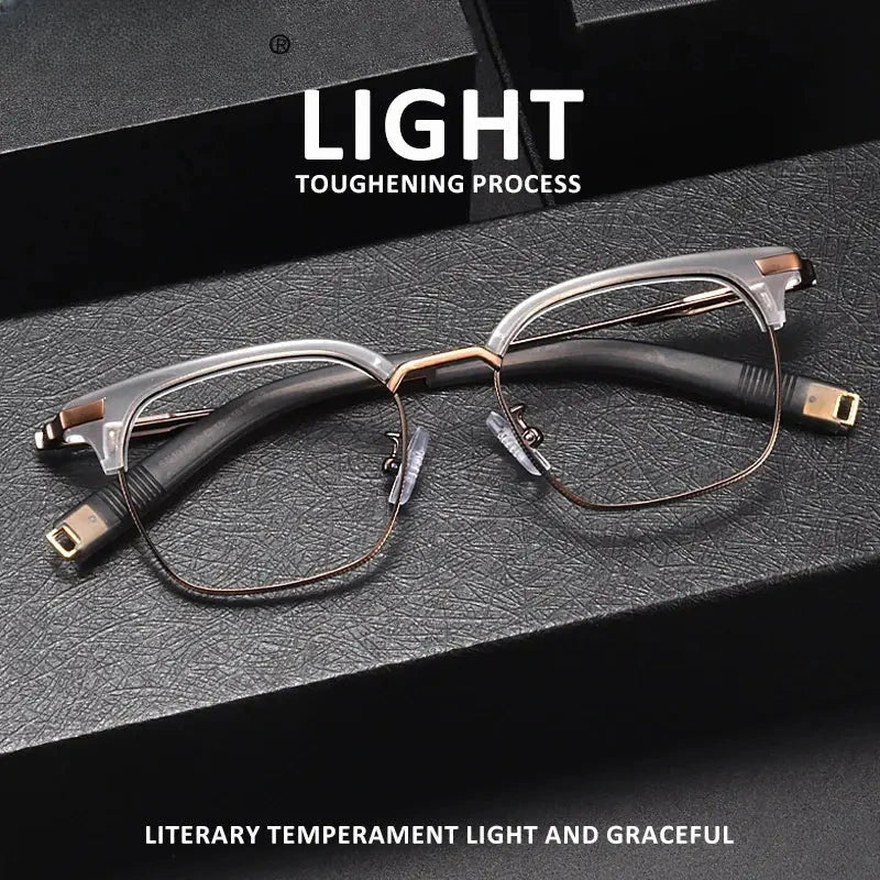 Square Full Rim Titanium Reading Glasses 19107 — view 2 | Rx Spectacle