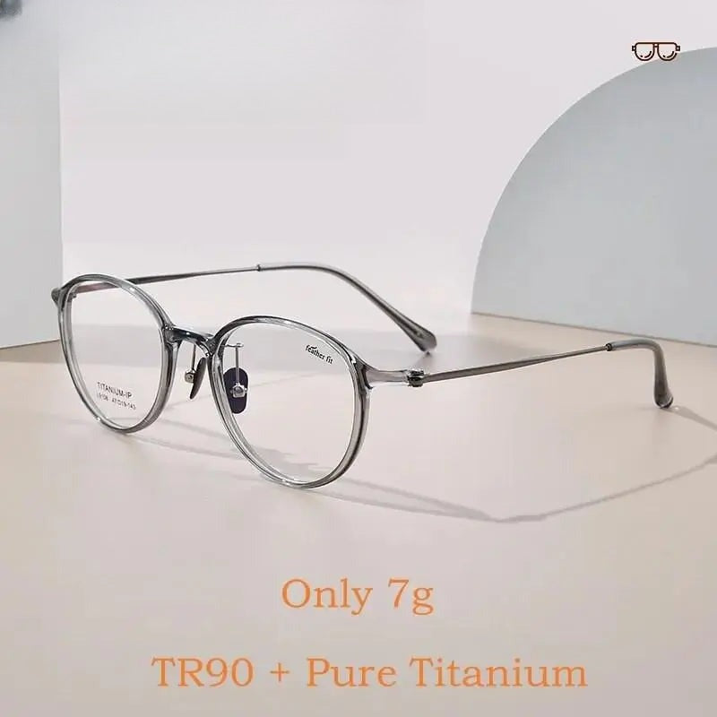 Unisex Round Full Rim Titanium Prescription Glasses L9108y — view 2 | Rx Spectacle