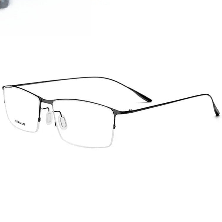 Men's Square Semi-Rimless Titanium Prescription Glasses 2611 — view 8 | Rx Spectacle