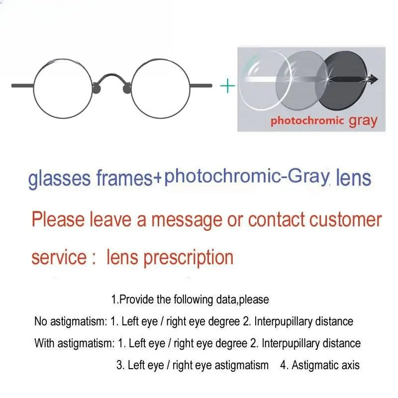 Unisex Round Full Rim Stainless Steel Prescription Glasses Y065 — view 3 | Rx Spectacle