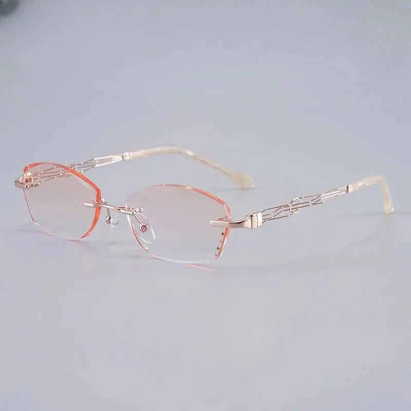 Women's Oval Rimless Titanium Prescription Glasses 658072 — view 3 | Rx Spectacle