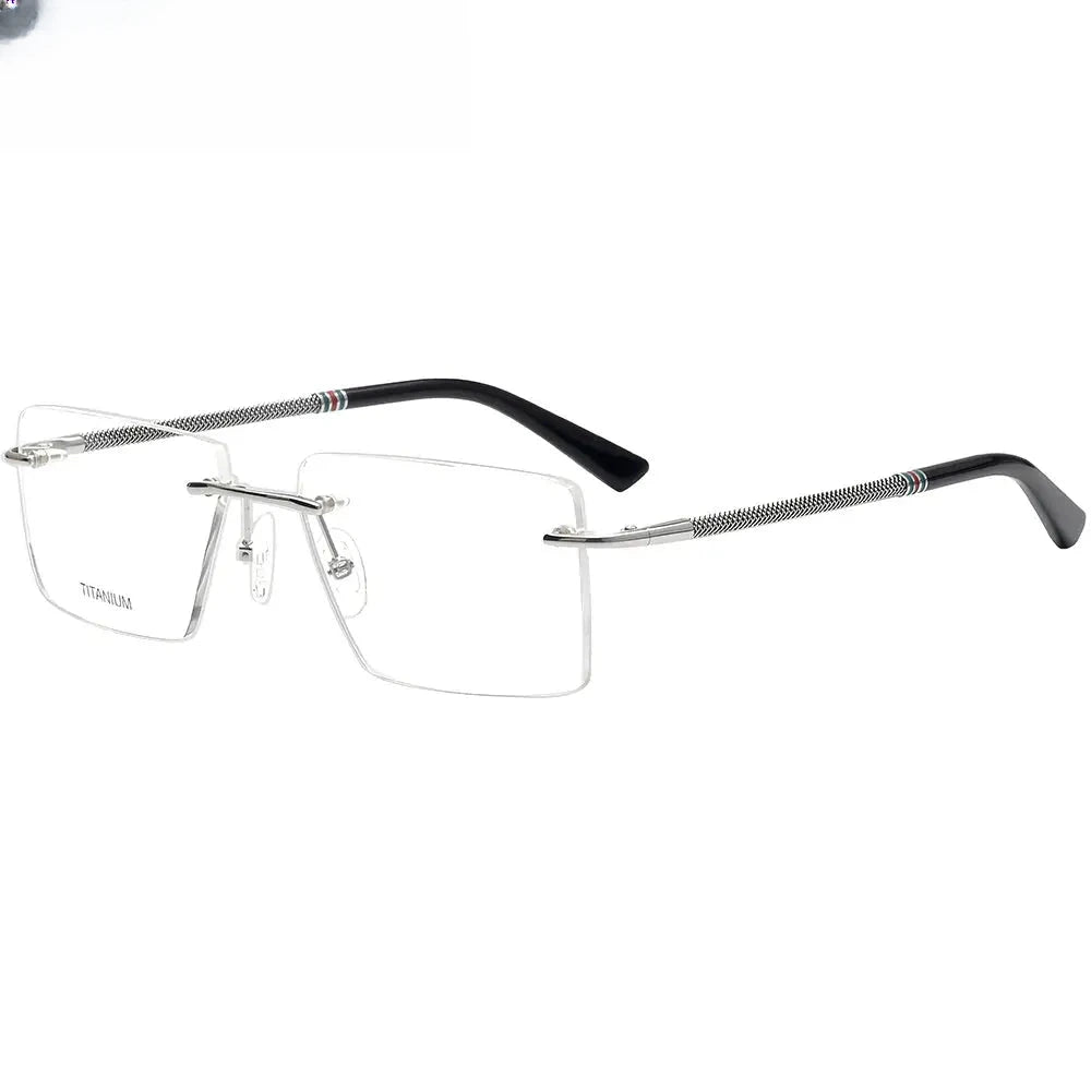Women's Square Rimless Titanium Flat Top Prescription Glasses 316057 — view 1 | Rx Spectacle