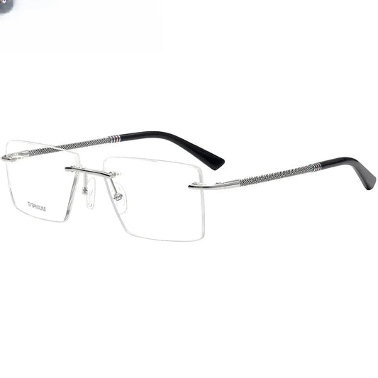 Women's Square Rimless Titanium Flat Top Prescription Glasses 316057 — view 1 | Rx Spectacle