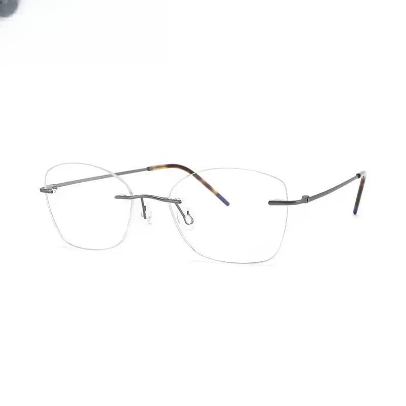 Unisex Square Rimless Titanium Prescription Glasses 9017 — view 4 | Rx Spectacle
