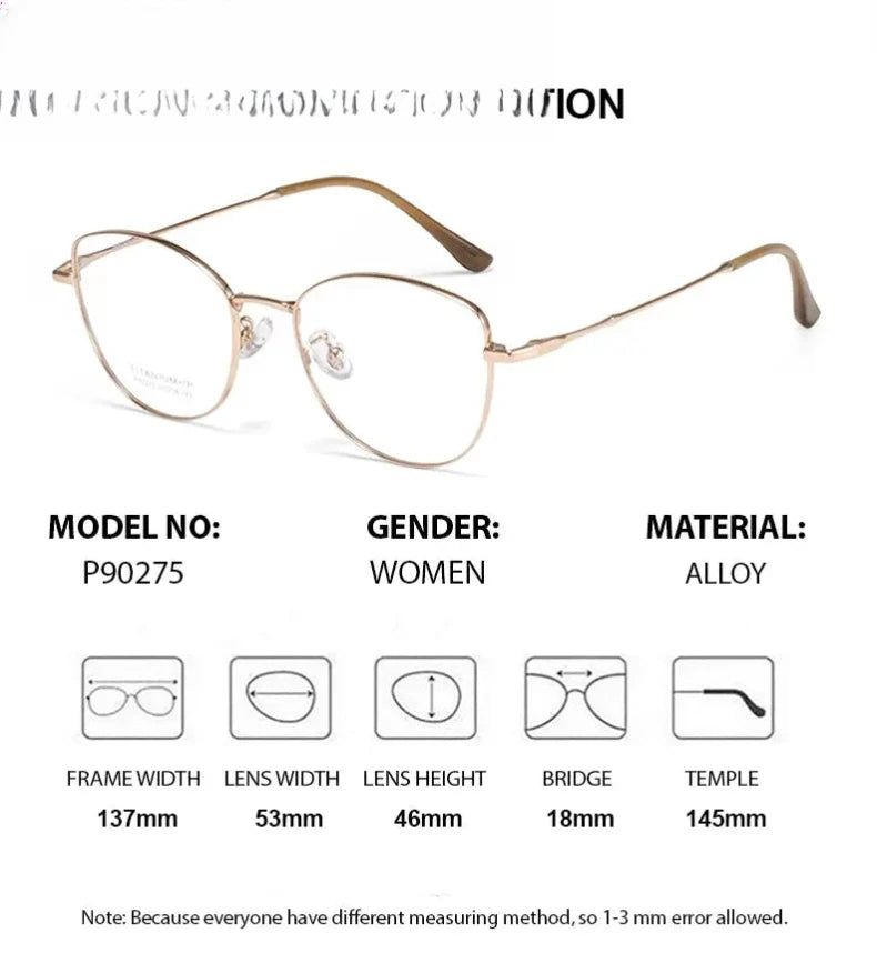 Women's Cat Eye Full Rim Alloy Prescription Glasses 90275 — view 2 | Rx Spectacle