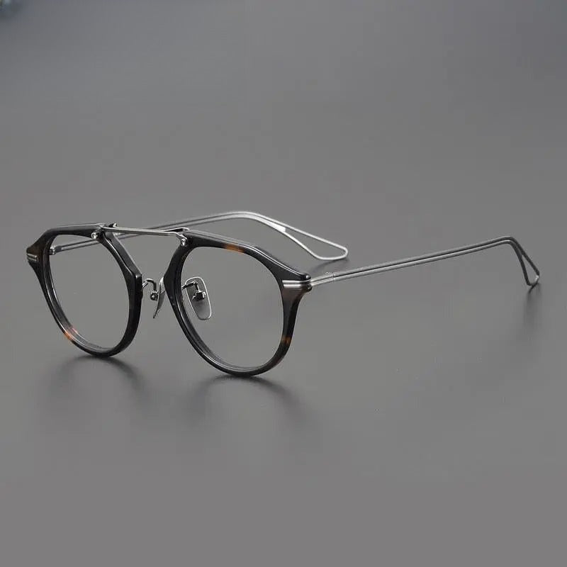 Unisex Oval Full Rim Titanium Double Bridge Prescription Glasses Gxyj925 — view 9 | Rx Spectacle