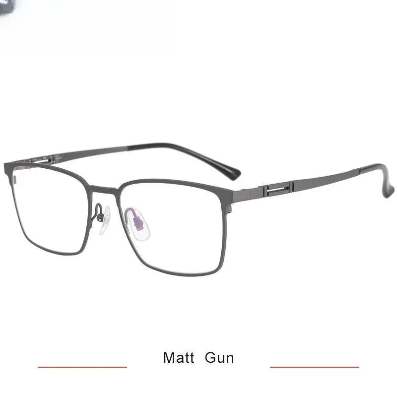 Men's Square Semi-Rimless Titanium Prescription Glasses — view 3 | Rx Spectacle