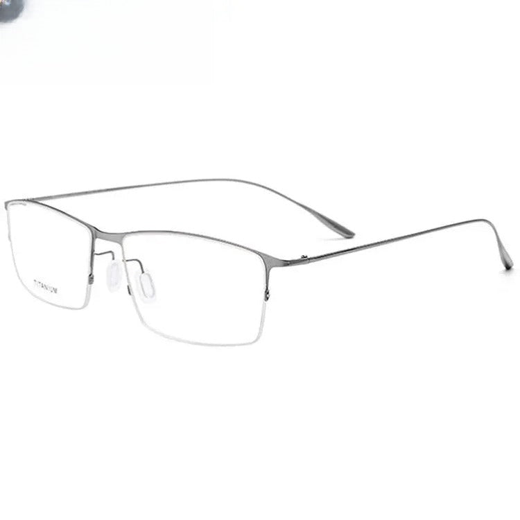 Men's Square Semi-Rimless Titanium Prescription Glasses 2611 — view 9 | Rx Spectacle