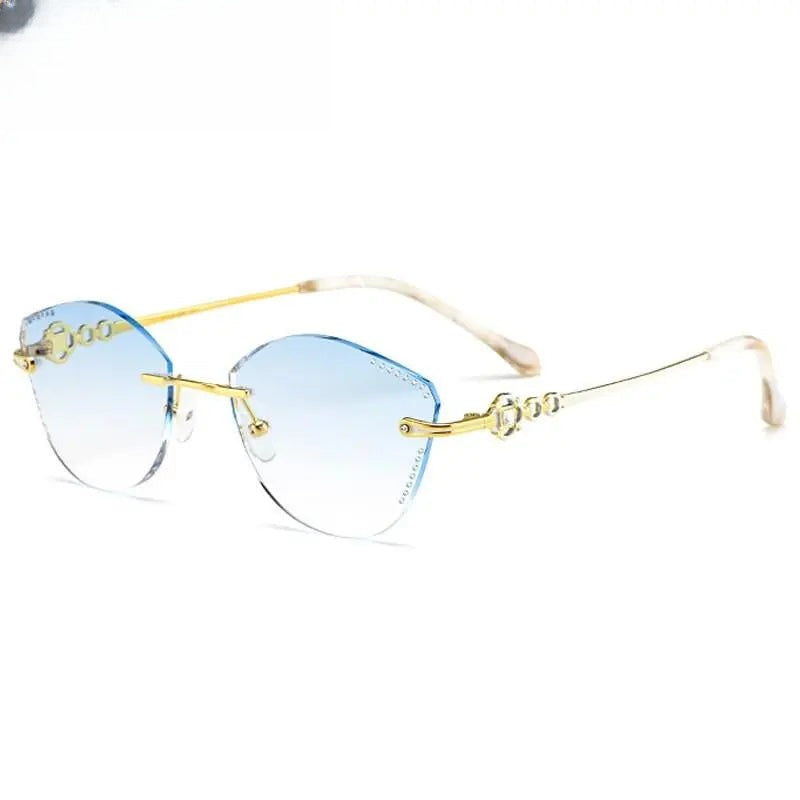 Women's Cat Eye Rimless Titanium Prescription Glasses 9110 — view 6 | Rx Spectacle