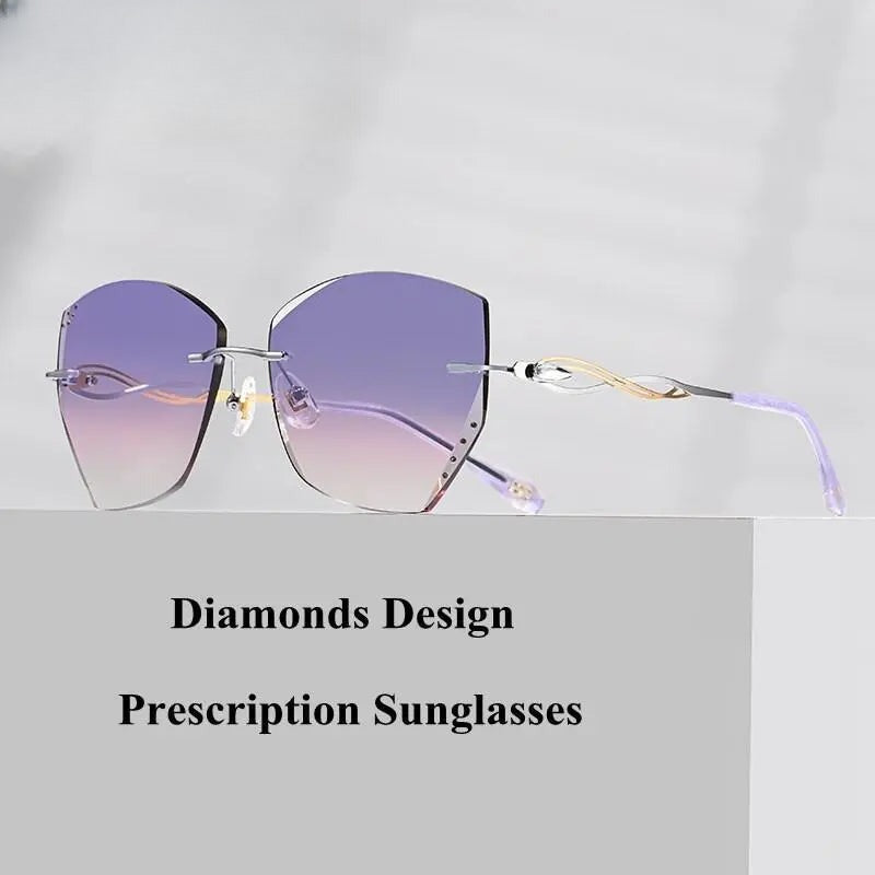 Women's Cat Eye Rimless Titanium Prescription Glasses 88038 — view 5 | Rx Spectacle
