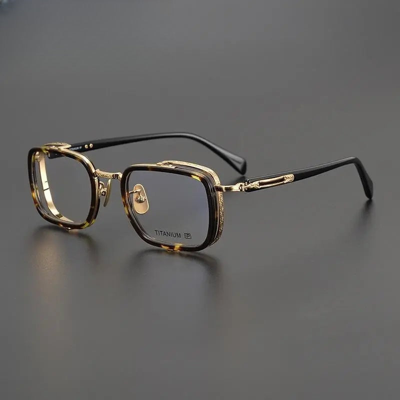 Unisex Square Full Rim Titanium Prescription Glasses Gxyj1023 — view 8 | Rx Spectacle