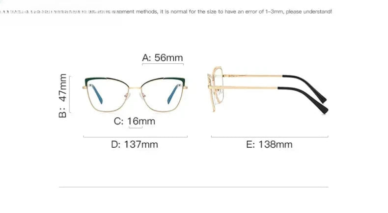 Women's Cat Eye Full Rim Alloy Reading Glasses 3104 — view 14 | Rx Spectacle