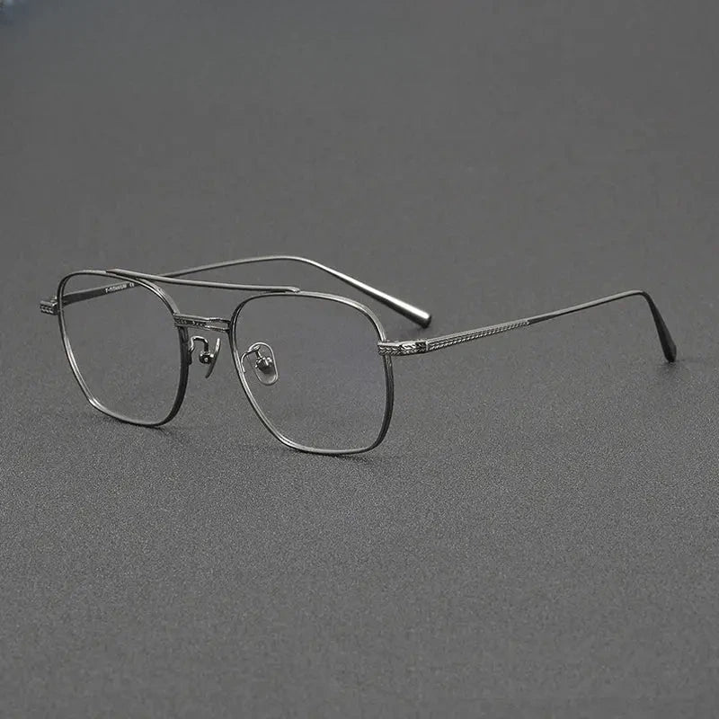 Men's Square Full Rim Titanium Double Bridge Prescription Glasses 777115 — view 3 | Rx Spectacle