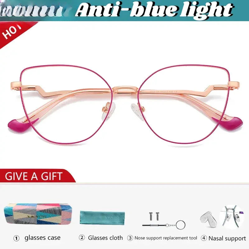 Women's Cat Eye Full Rim Stainless Steel Reading Glasses 3043 — view 11 | Rx Spectacle