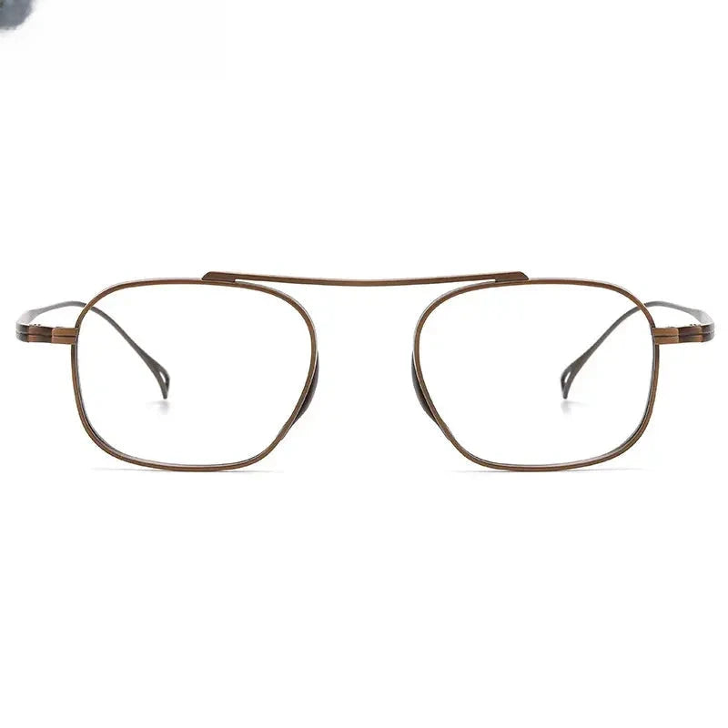 Unisex Square Full Rim Titanium Double Bridge Reading Glasses 49501 — view 5 | Rx Spectacle