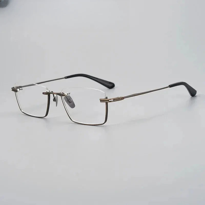 Unisex Square Semi-Rimless Titanium Prescription Glasses 842416 — view 7 | Rx Spectacle