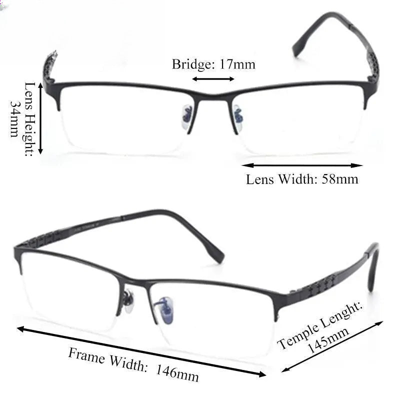 Men's Rectangular Semi-Rimless Titanium Prescription Glasses 2022 — view 6 | Rx Spectacle